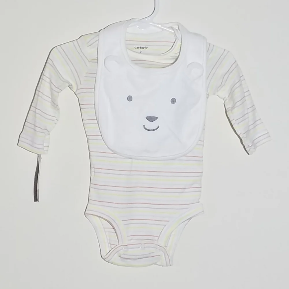 NWT Carter's Bear Onesie Bodysuit and Bib 3m